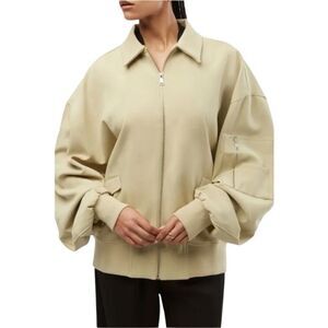WeWoreWhat Twill Bomber Jacket in Oat
